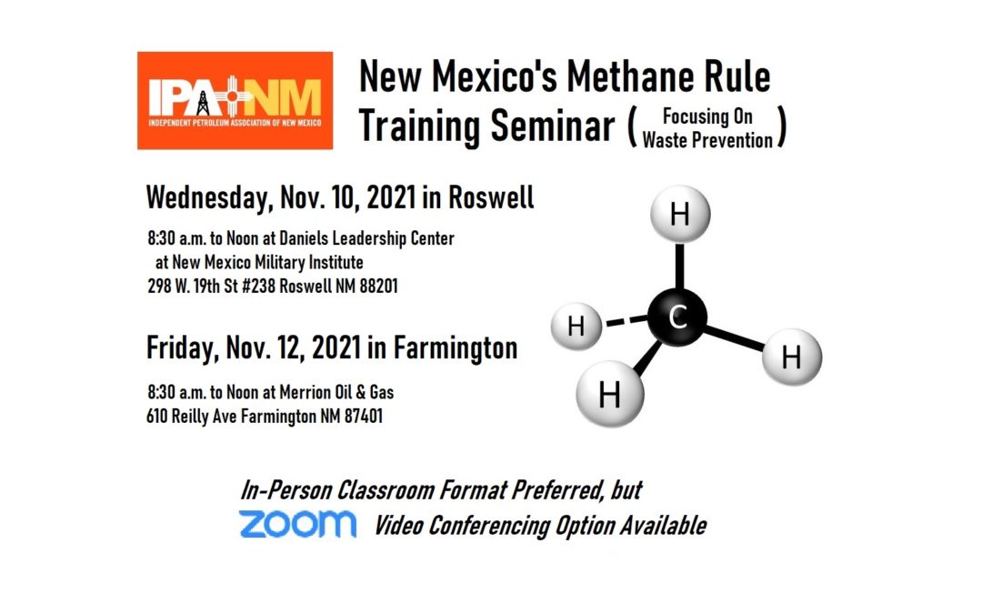 Methane Rule Training Seminars Set for Nov. 10 & Nov. 12