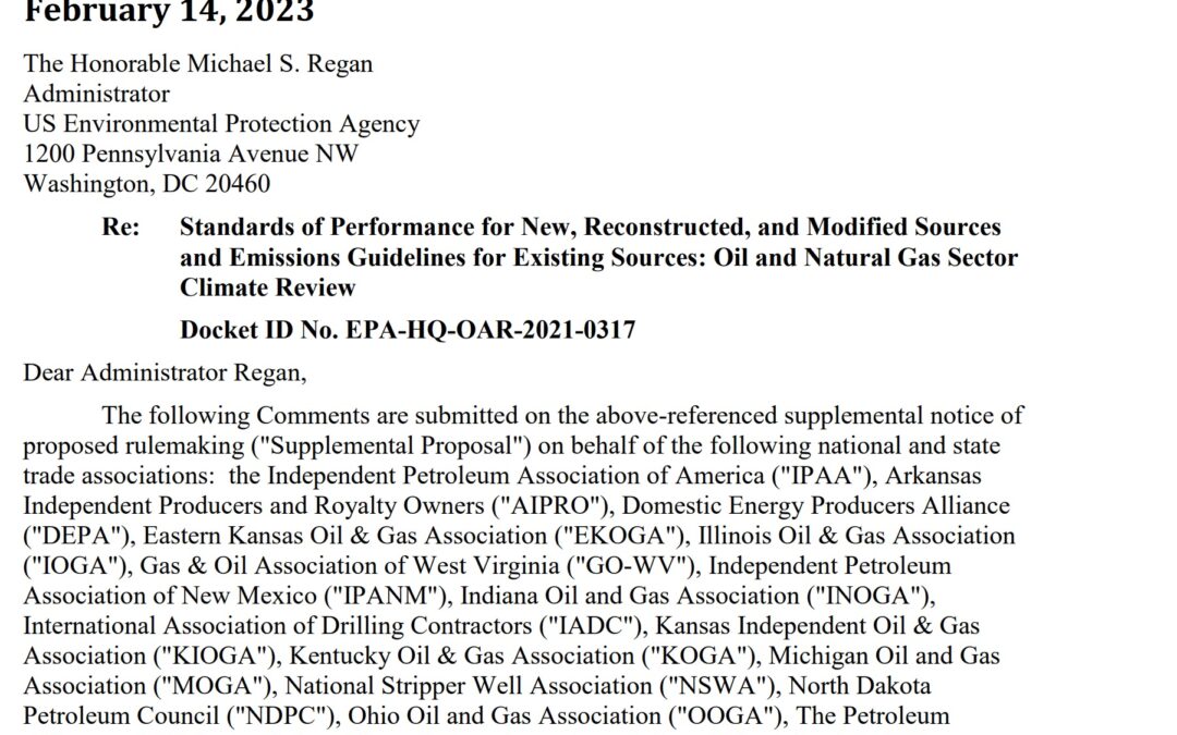 IPANM Files EPA Methane Rule Comments Through Consortium